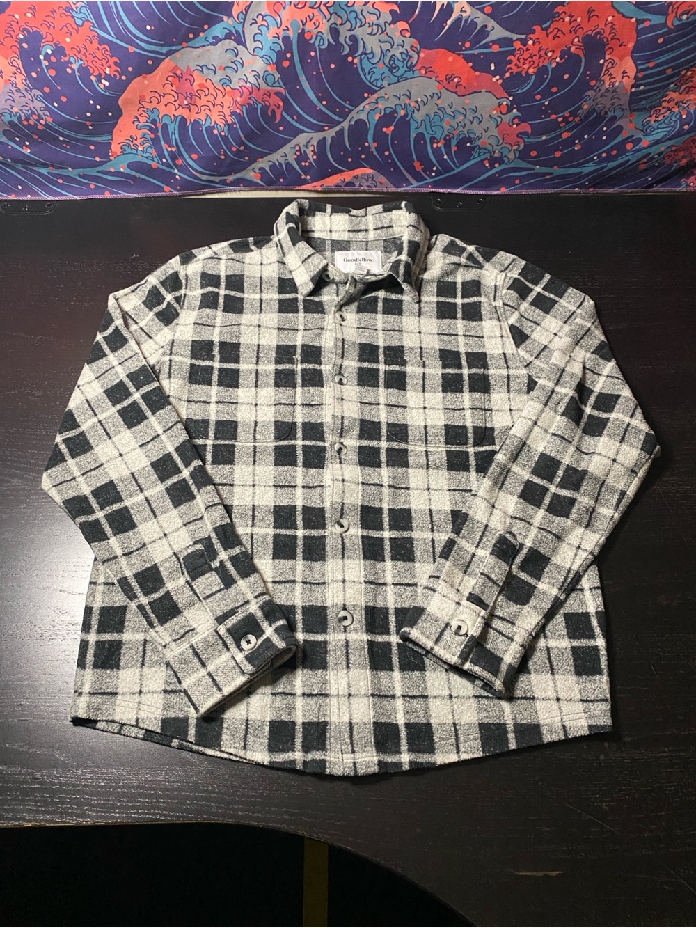 Goodfellow & Co Black and White Plaid Button-Down Shirt